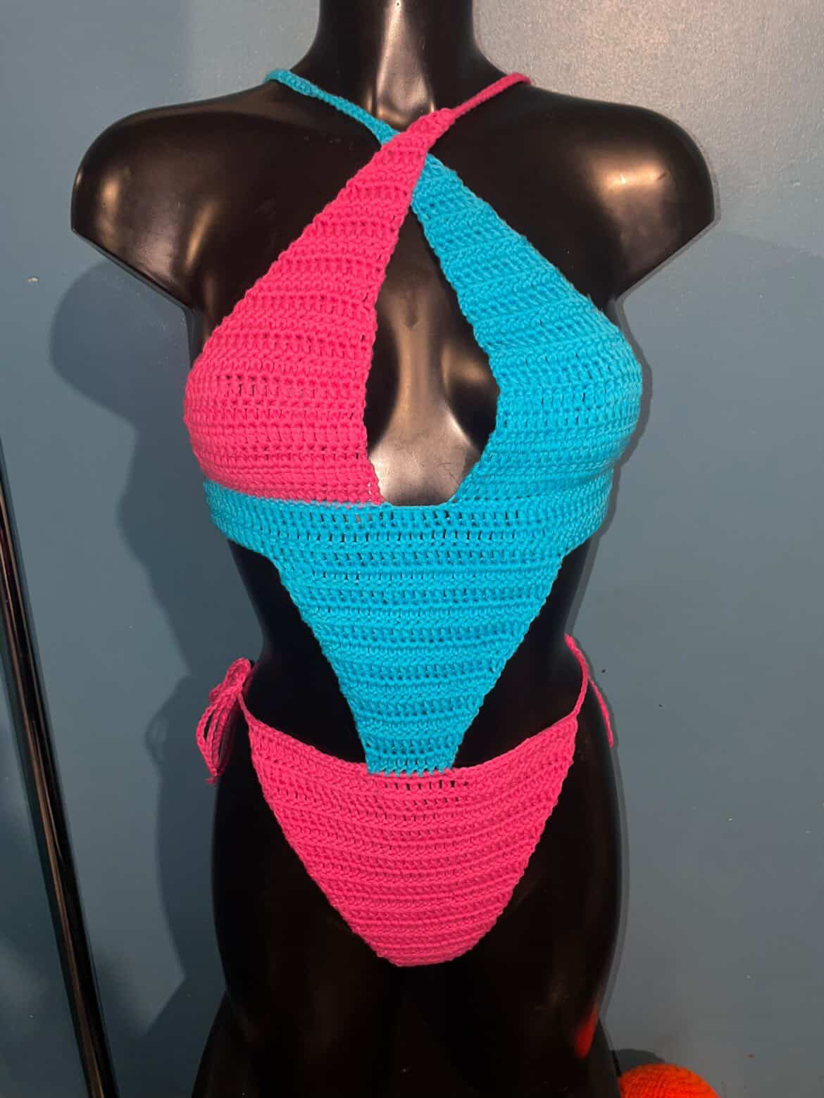 Women’s Colour Block Crochet Monokini