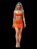 Orange 2 piece crochet crop top & skirt set