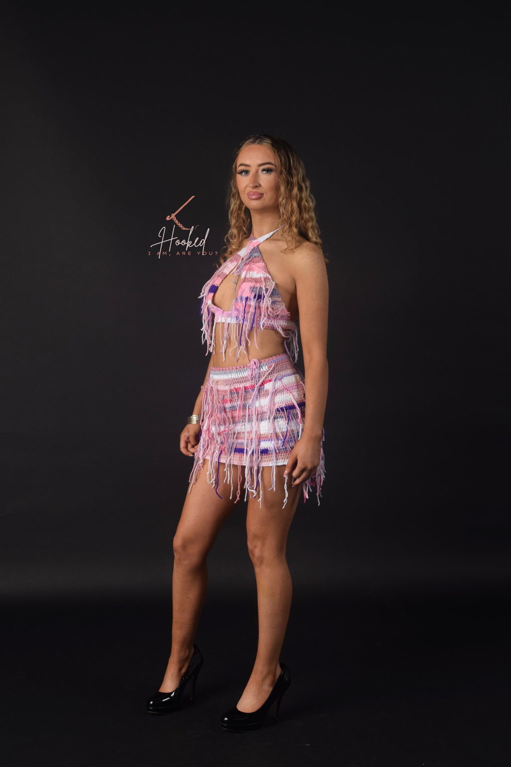 Crochet Tassel 2 Piece Set - Halter Neck Top & Skirt